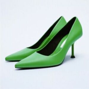 Zara Women's Green stiletto Pumps